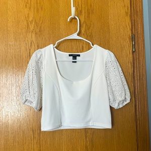 White cropped top